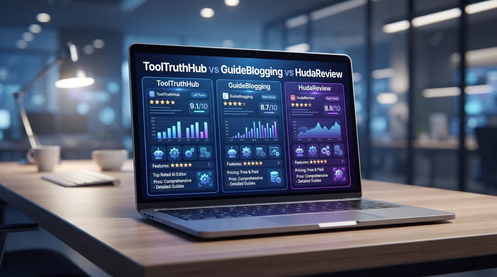 ToolTruthHub vs GuideBlogging vs HudaReview AI tool review website comparison