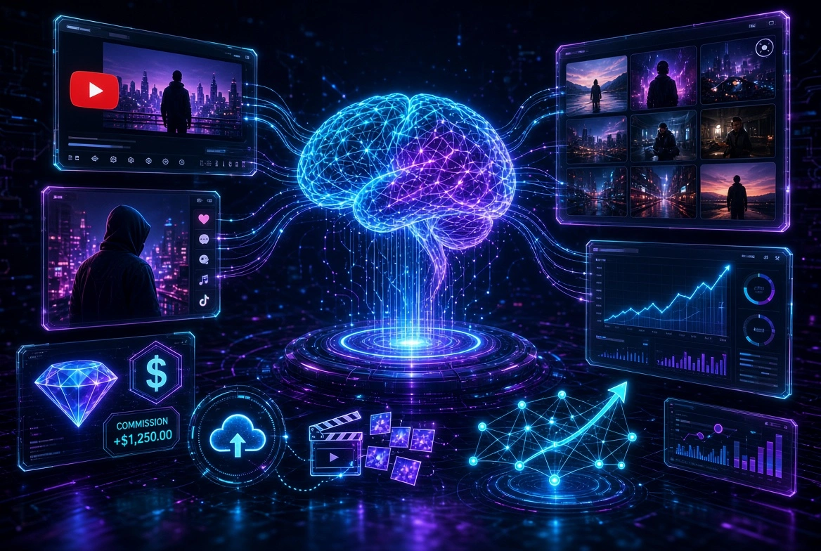 MagicFlixAI 2.0 review 2026 showing AI-powered faceless channel creation, automation, ranking, and monetization