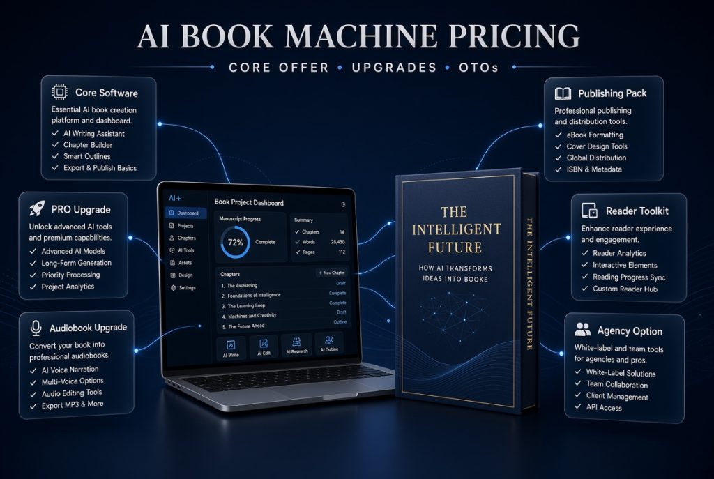 AI Book Machine pricing and OTO upgrade options