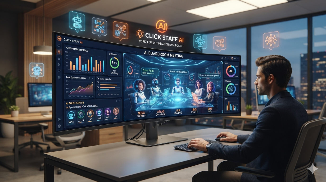 Click Staff AI Dashboard Overview – AI Boardroom Creation and Expert Assembly Interface