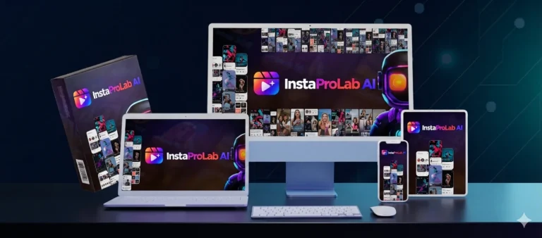 InstaProLab AI Review 2026 – AI Instagram content studio dashboard showing reels editor, hashtag generator, and trend finder