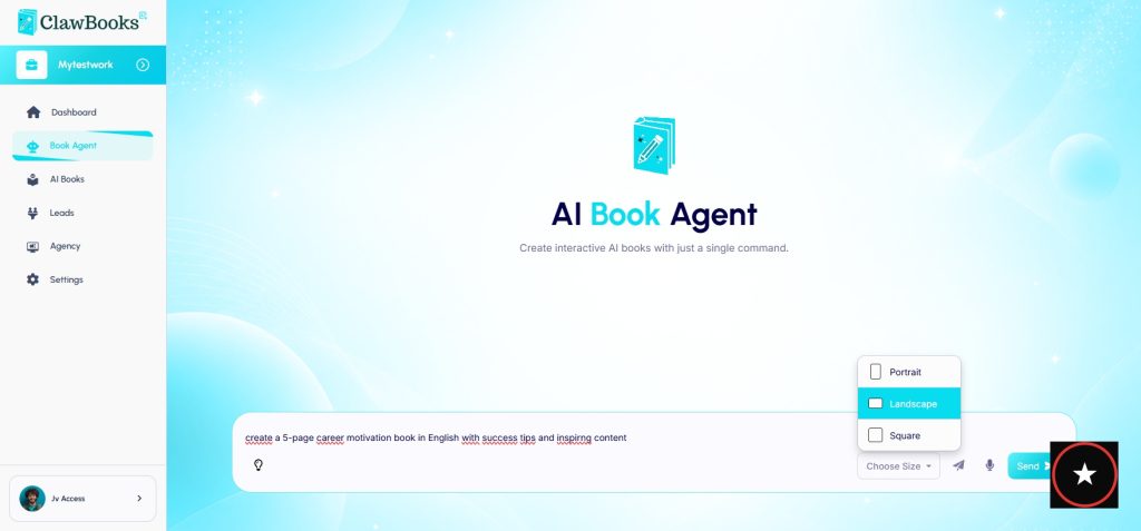 Claw Books AI editor with AI Writing Panel active, showing simplify and rephrase options for text