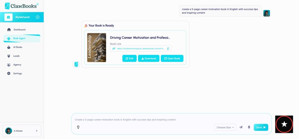Claw Books AI create workspace screen with workspace name input and create button