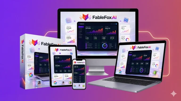FableFox AI dashboard showing AI business agent training and content generation